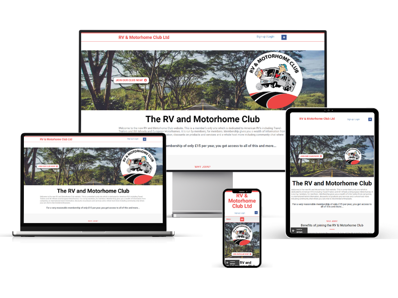 Four devices displaying a responsive website