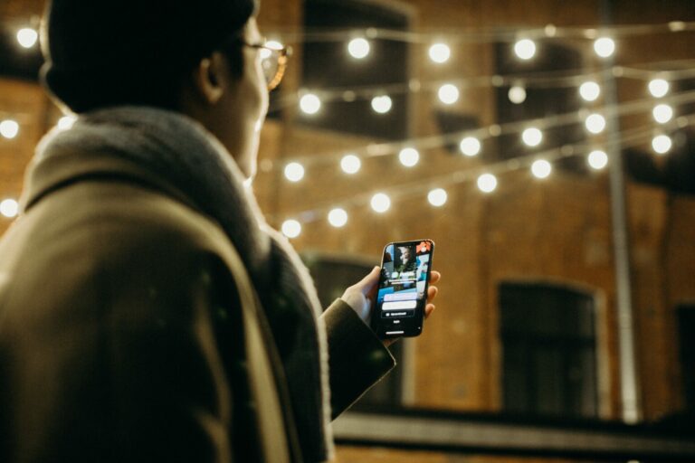 Person looking at a website with their phone