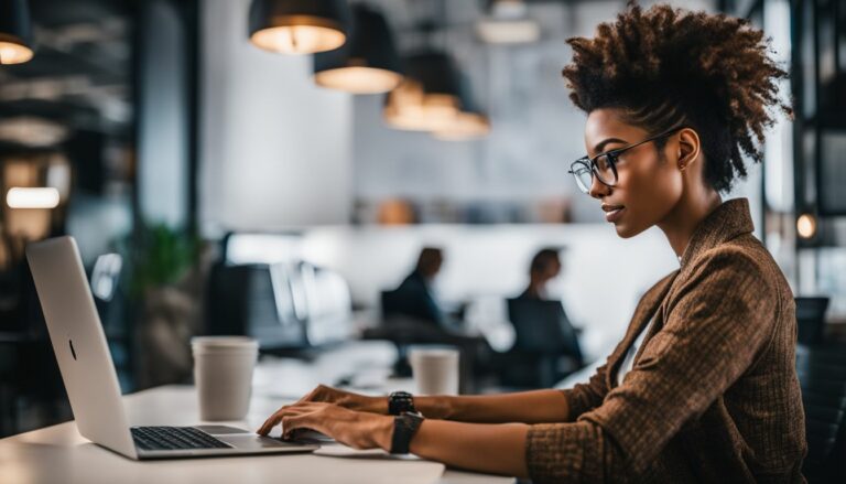 Woman working on a laptop