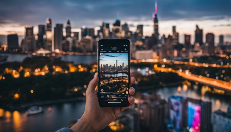 A phone taking a picture of the city