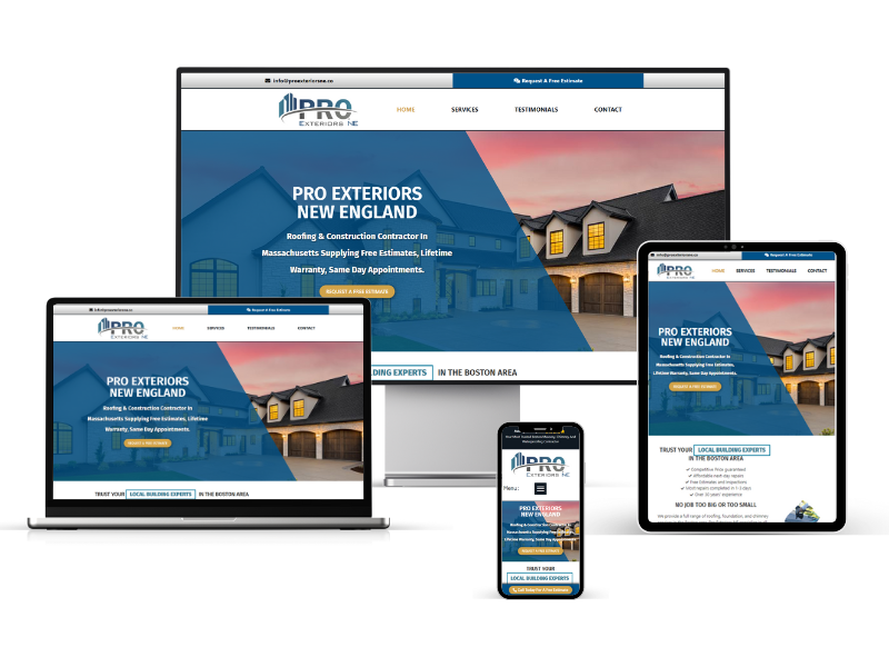 Four devices displaying a responsive website