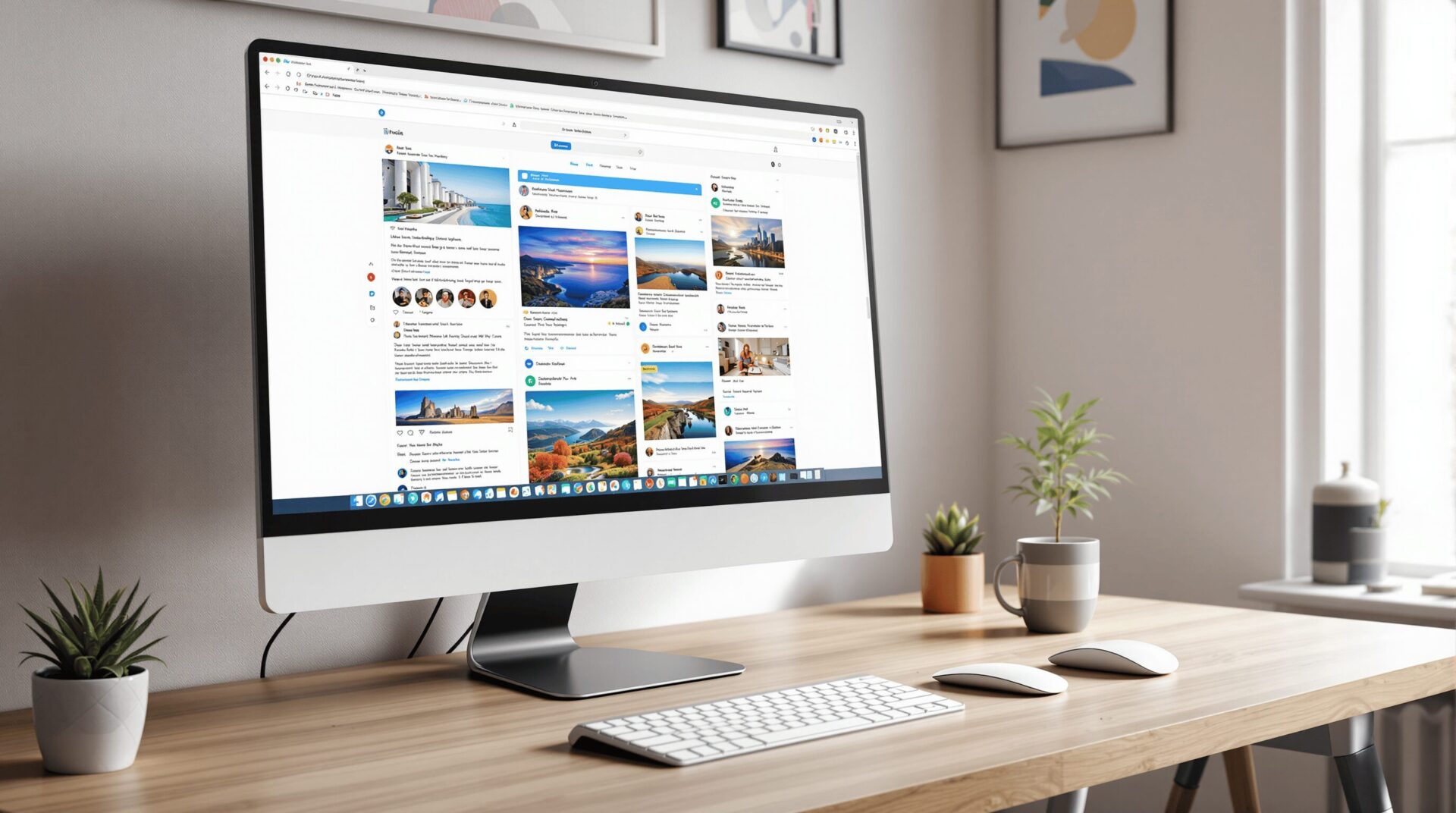 A desktop computer that is browsing social media